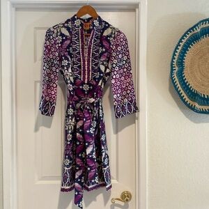 Tory Burch silk dress with sash belt.